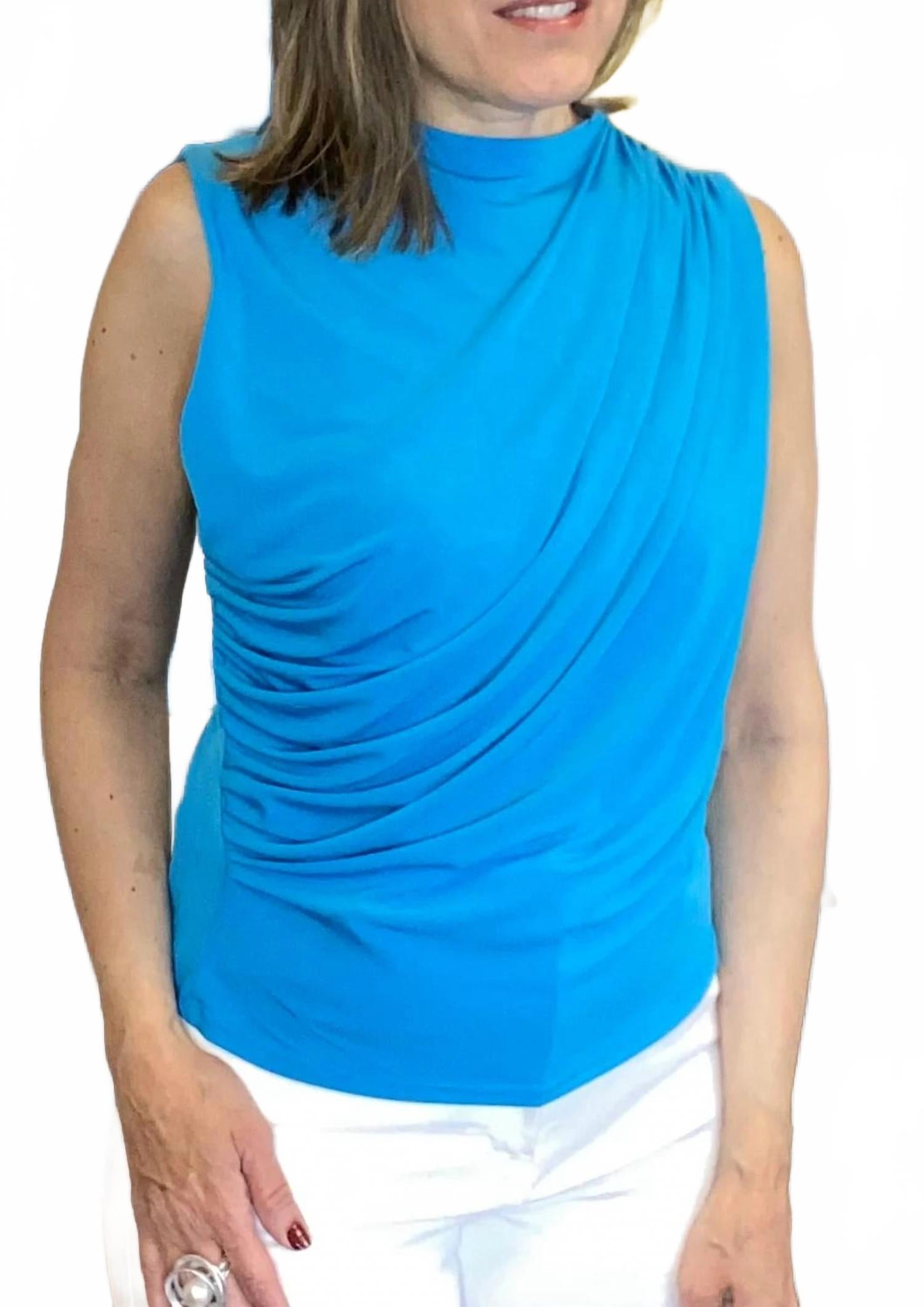 

Топ с высоким воротником и драпировкой в цвете морской волны Ariella, Teal