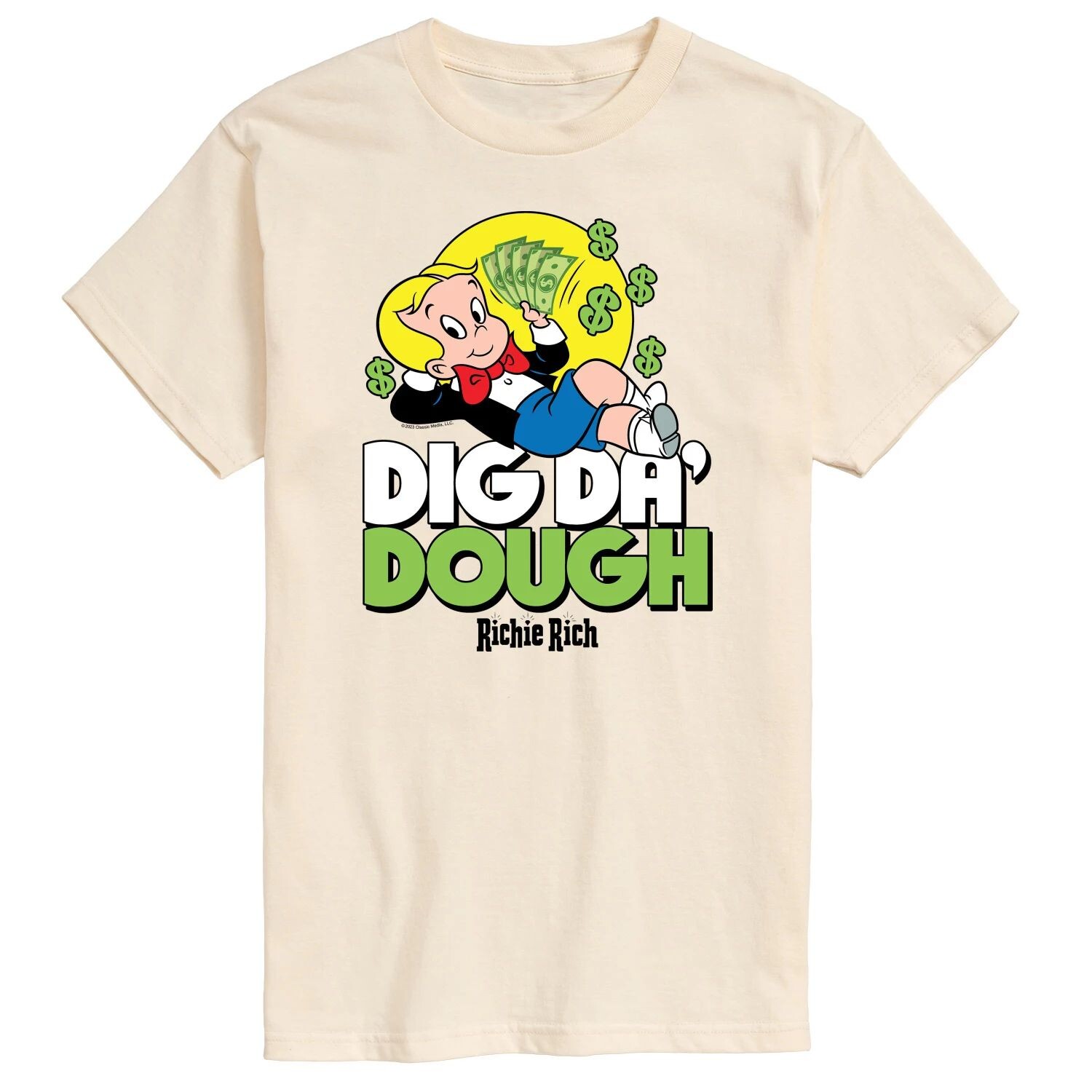 

Мужская футболка с рисунком Richie Rich Dig Da' Dough Licensed Character
