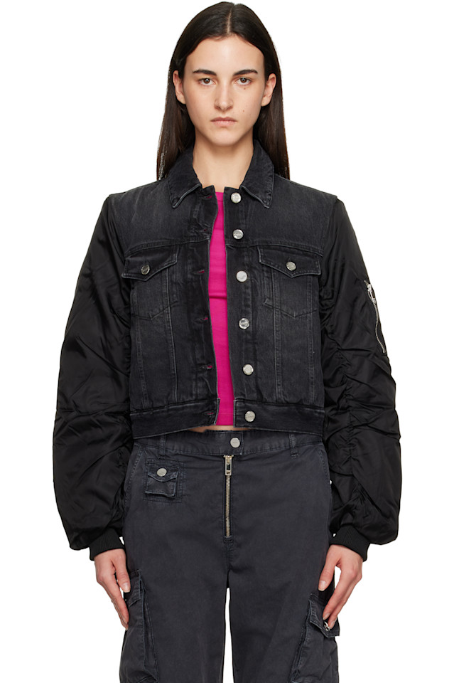 

Ganni Черная жесткая джинсовая куртка