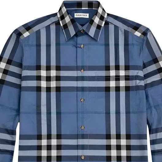 Рубашка Burberry с отложным воротником, мужская, синий — фото 3