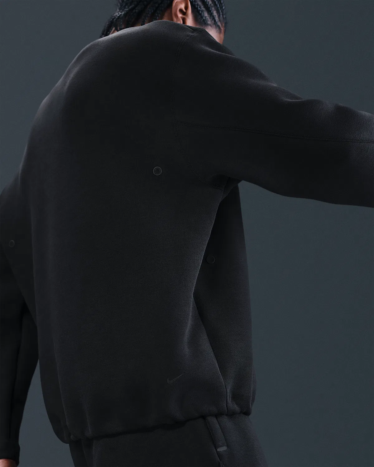 Мужское флисовое худи свободного кроя Nike Tech, Black/Black — фото 2
