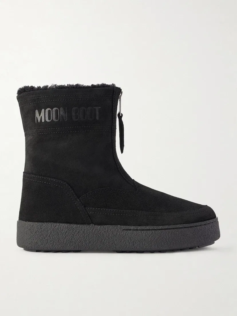 Ботильоны Lara из замши и овчины Moon Boot, черный
