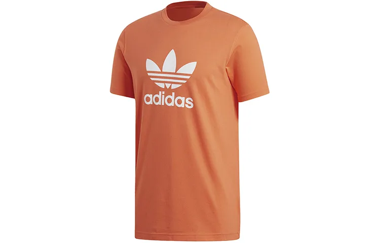 Adidas Originals Футболка Trefoil мужская оранжево-желтая с круглым вырезом Moderate Straight Fit