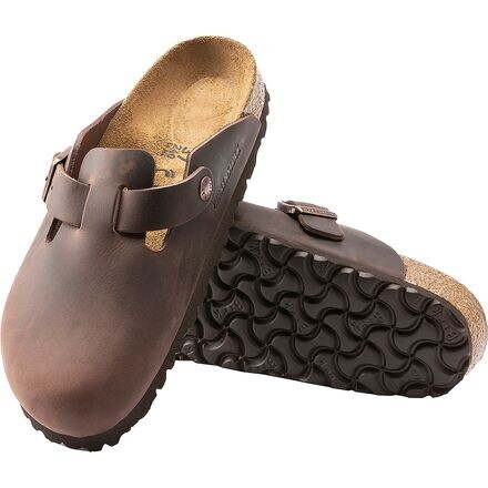 Женские сабо Birkenstock Boston кожаные с мягкой стелькой, коричневый — фото 4