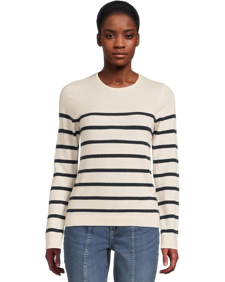 

Женский свитер L.L.Bean Classic Cashmere Crewneck Stripe, Cream/Navy