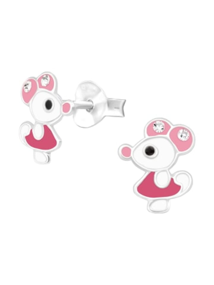 

Alexander York Белые серьги-гвоздики в виде мышек из серебра 925 пробы с кристаллами, комплект из 2 штук