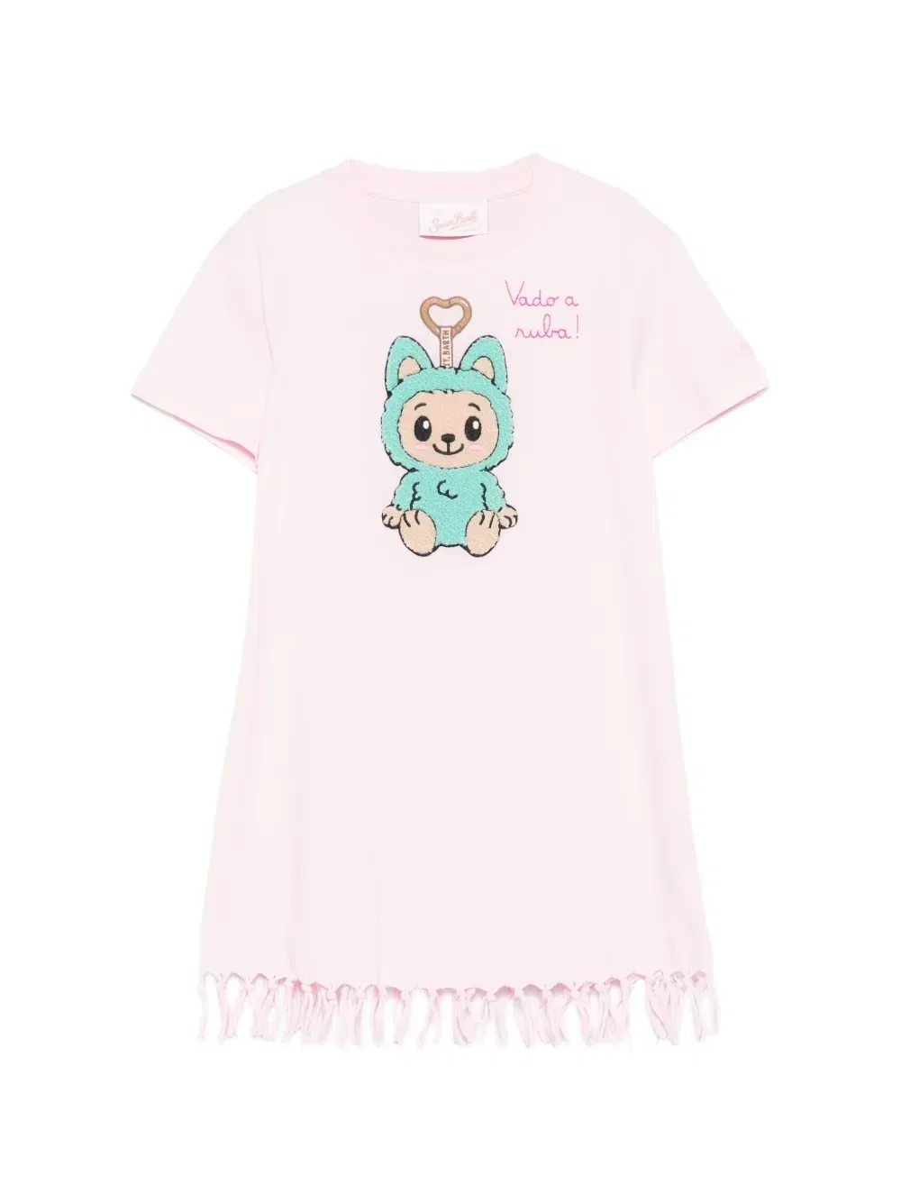 Платье Abbey с бахромой и графическим принтом MC2 Saint Barth Kids, розовый