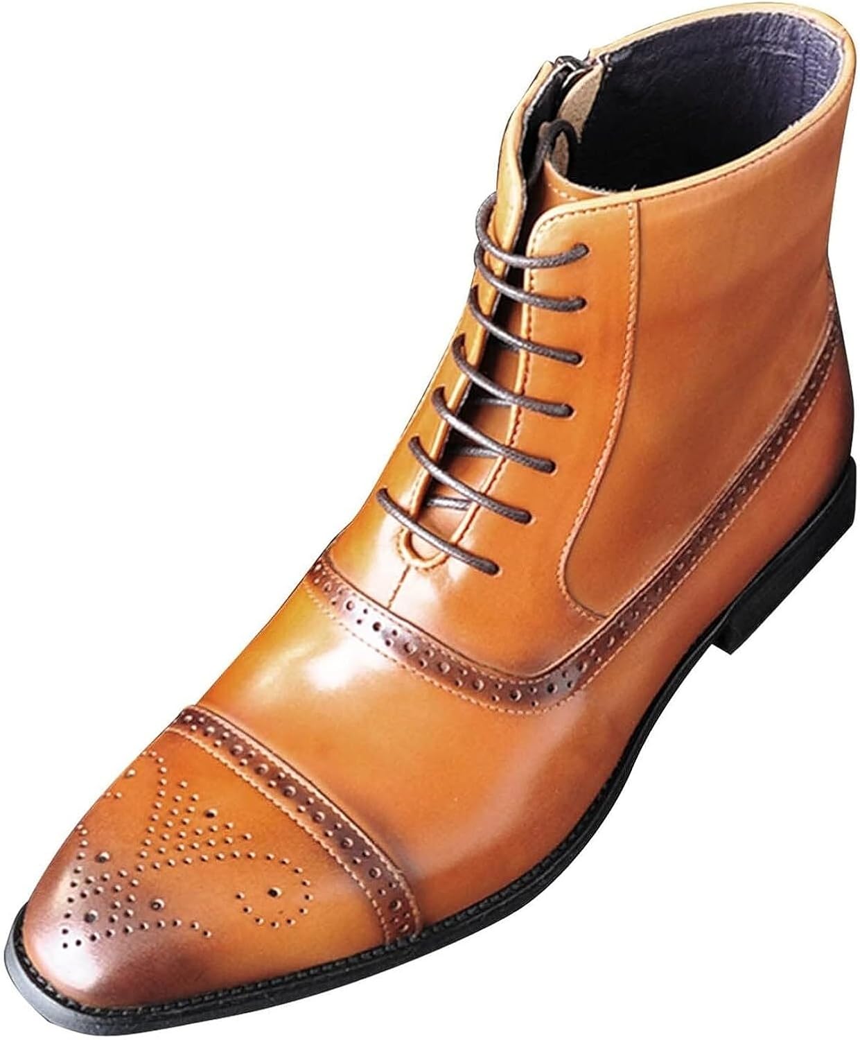 

Мужские комфортные классические деловые ботинки, высокие ботинки до щиколотки, модные повседневные ботинки с шнуровкой и боковой молнией Generic, желтый