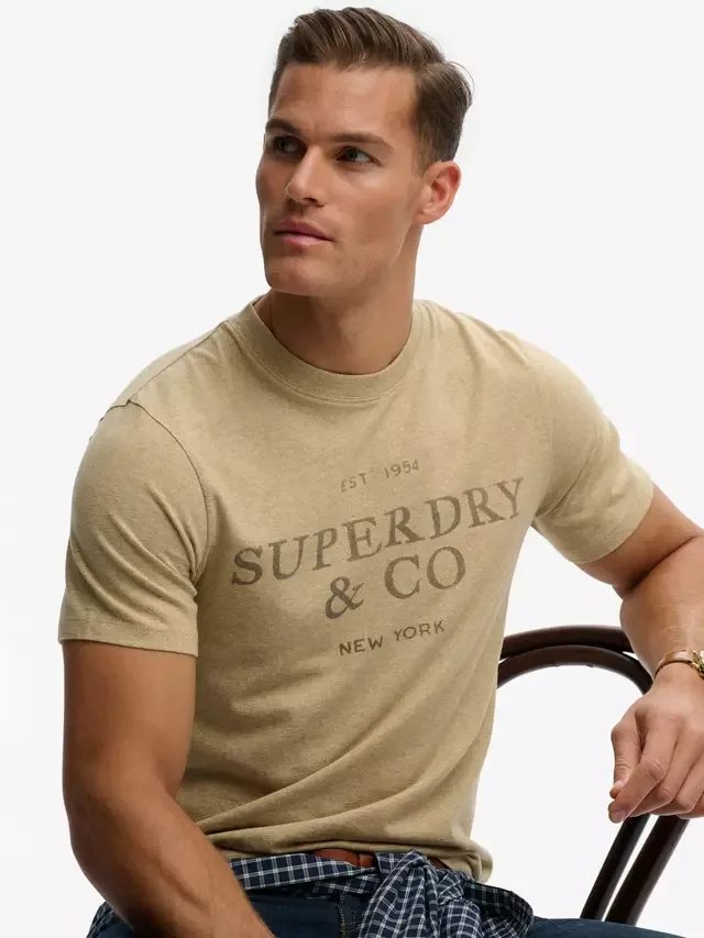 Футболка с коротким рукавом и графическим принтом Свободный крой от компании 1954 Superdry, Stone Beige Marl — фото 4