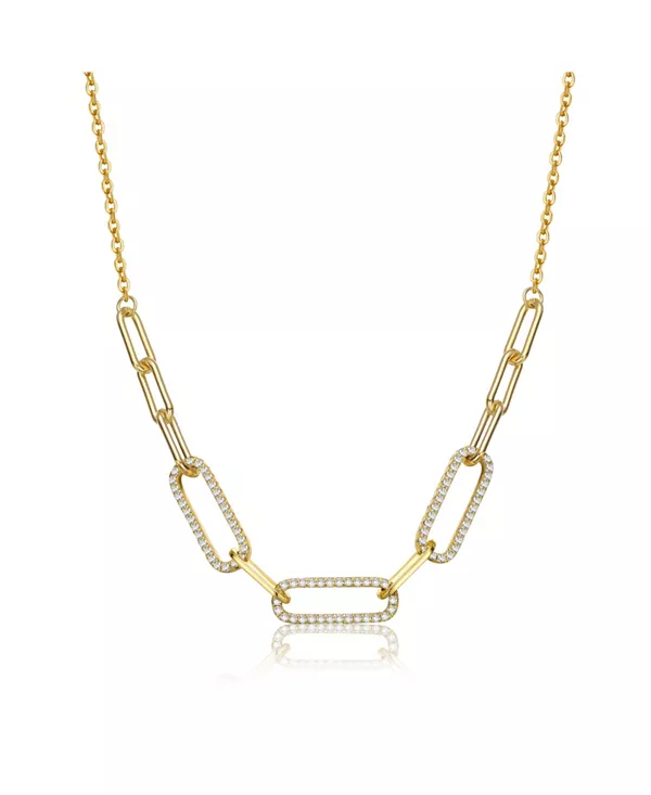 

Ожерелье из стерлингового серебра 14 карат с покрытием из желтого золота и кубическим цирконием в виде удлиненной цепочки Genevive, gold