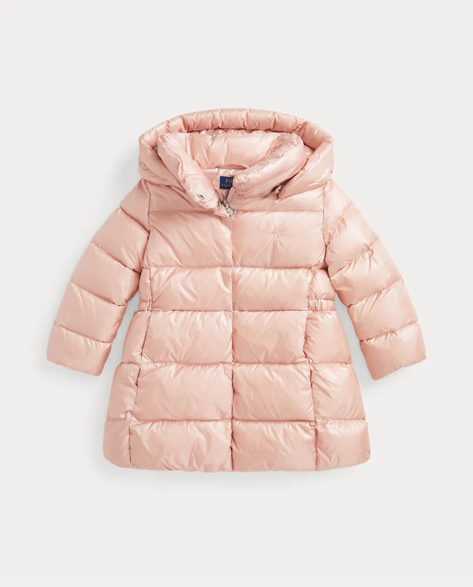 

Розовый пуховик для девочки с капюшоном Polo Ralph Lauren, розовый
