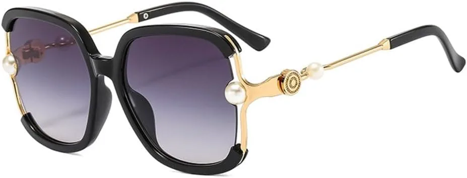 

Женские солнцезащитные очки MUTYNE в полуободковой оправе, квадратной формы, жемчужного цвета, модные очки большого размера, защита от УФ-излучения UV400, Black