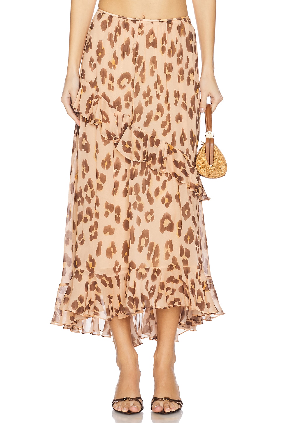 

Асимметричная юбка Illuminate Zimmermann, peach leopard