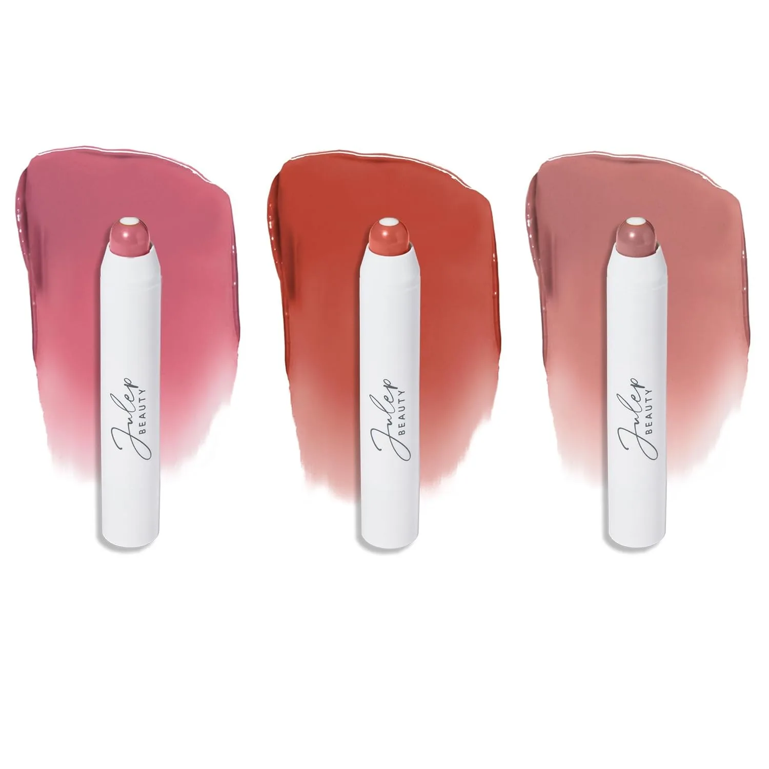 Julep It's Balm Tint of Color Lip Balm Trio - Vintage Mauve, 90s Neutral, Canyon Rose, увлажняющий бальзам для губ с витамином E, натуральный глянцевый финиш, веганский и cruelty-free, 26 Vintage Mauve, 90s Neutral, Canyon Rose