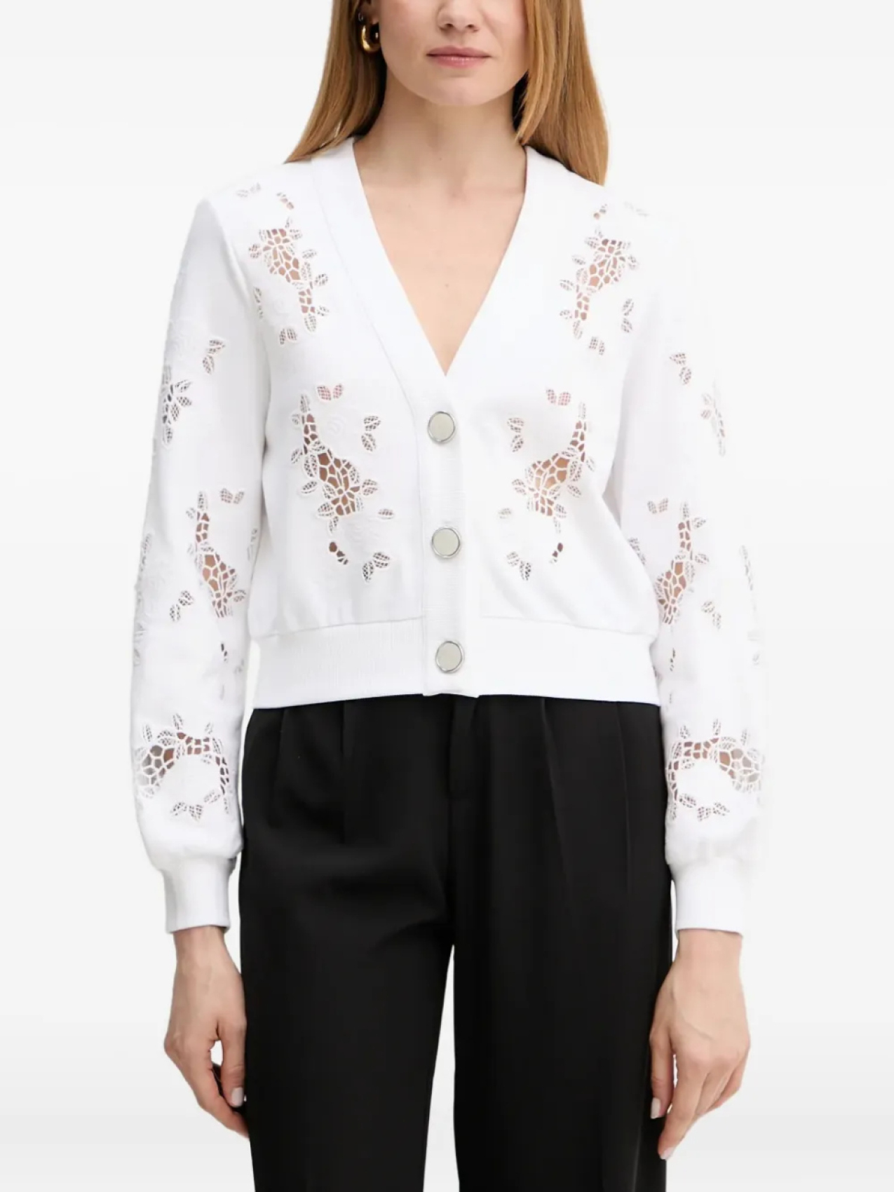 

GUESS USA кардиган с цветочным кружевом, белый