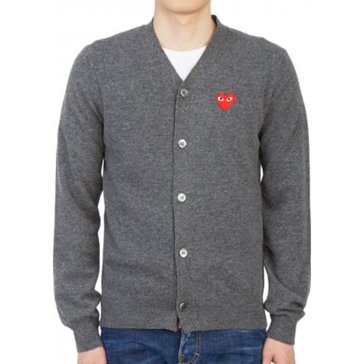 Кардиган COMME des GARCONS PLAY Cardigan Red Emblem 'Grey' AZ-N008-051-3, серый — фото 3