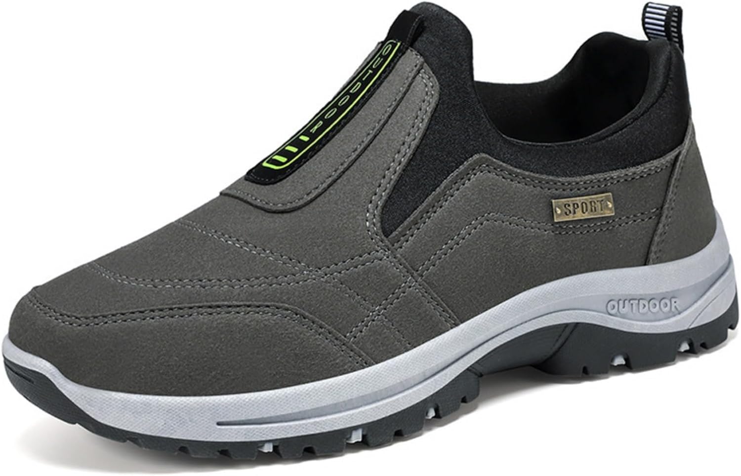 

Мужские слипоны для ходьбы для пожилых 2025, легкие походные кроссовки с нескользящей подошвой, дышащие повседневные обувь для папы, комфортные низкие туфли широкого размера Azttoztto, серый