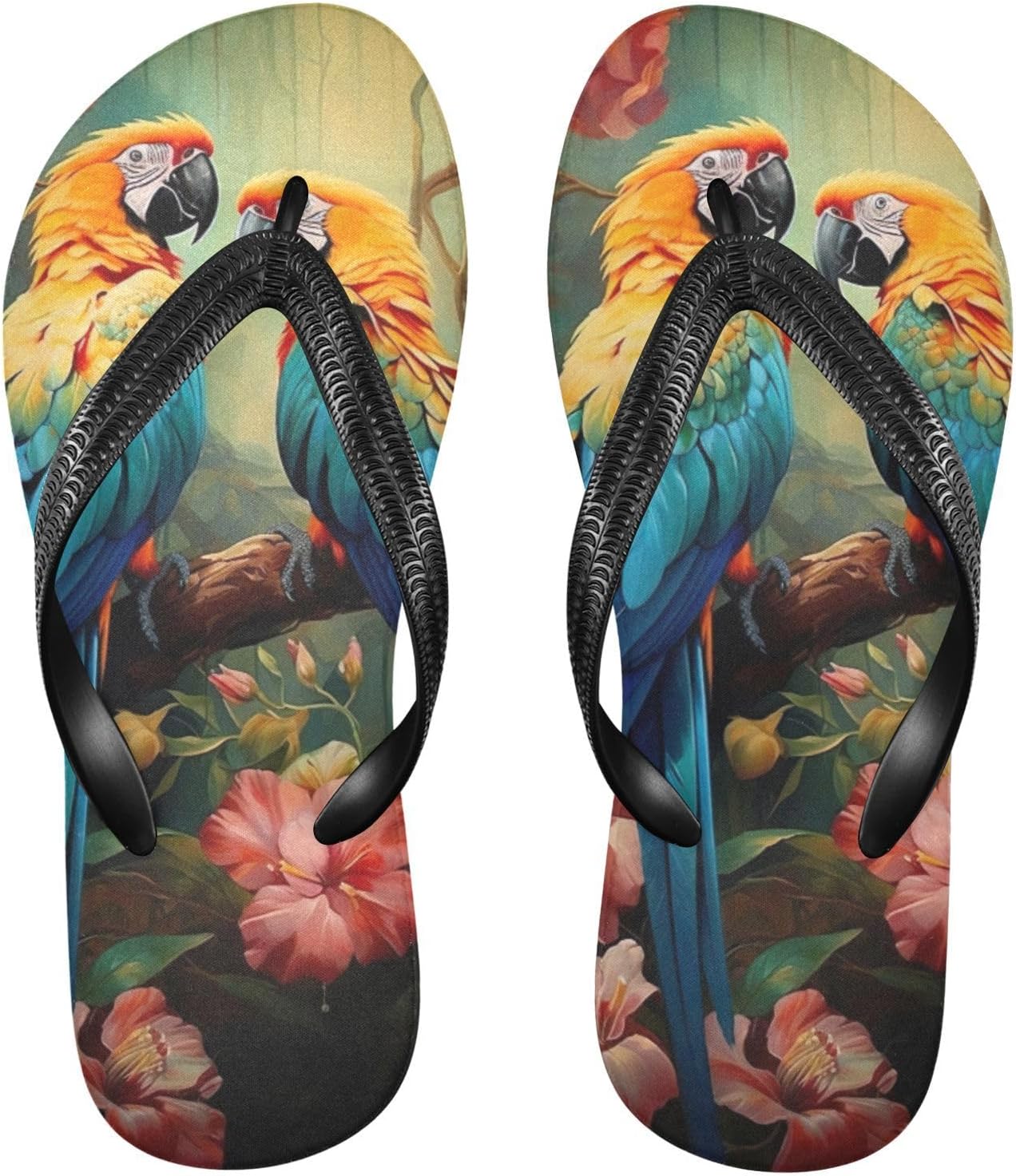 

Женские и мужские пляжные летние сандалии с цветочным, птичьим и попугаячьим принтом, шлепанцы для душа 20857003 Kfbe, Parrot