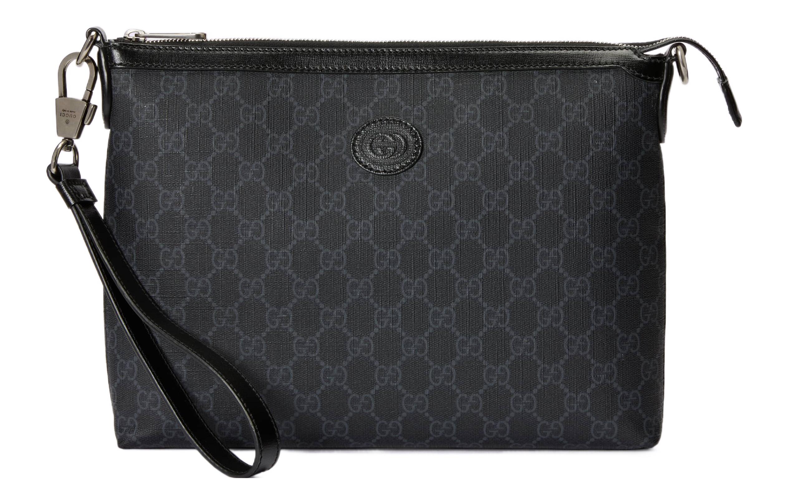 

GUCCI Сумка через плечо из холста с кожей, мужская, черная