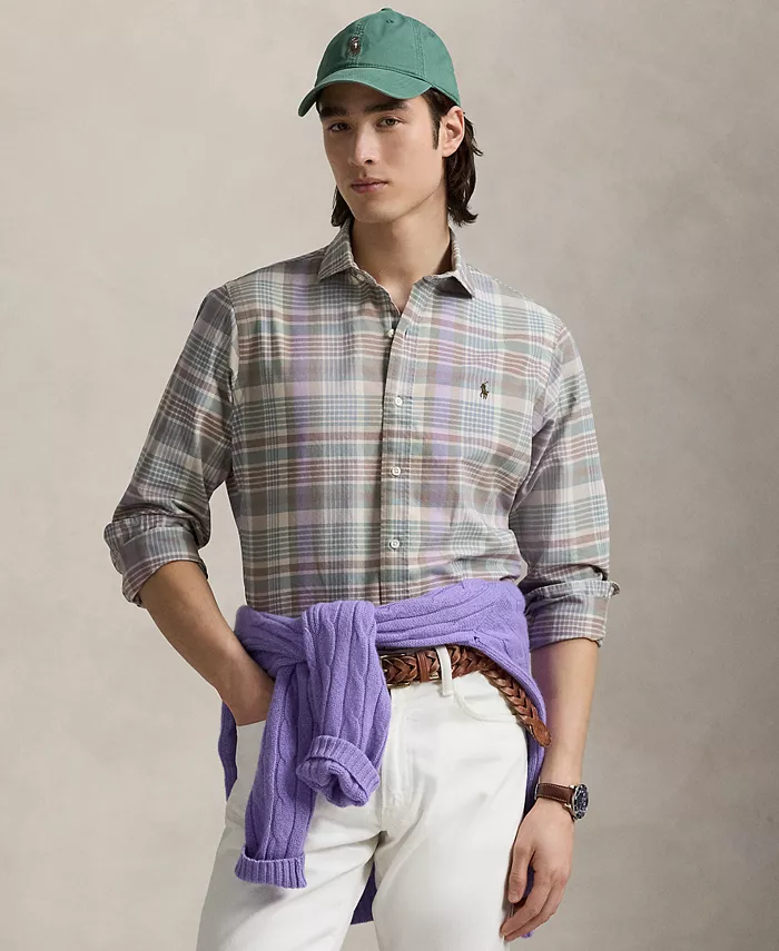 

Мужская классическая клетчатая рубашка Оксфорд Polo Ralph Lauren, зеленый