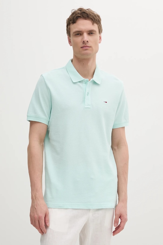 

Хлопковая поло Tommy Jeans, бирюзовый