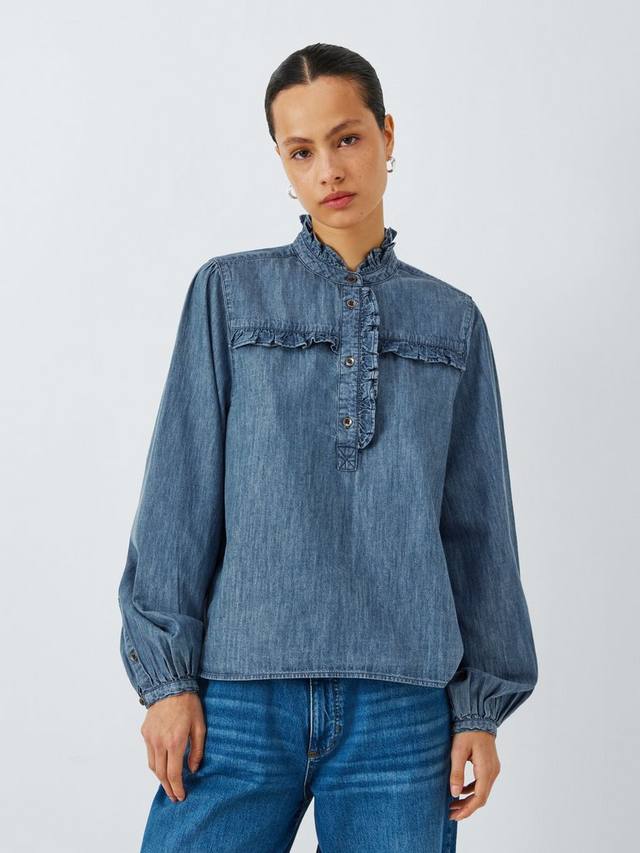 

Джинсовый топ с оборками farah AND/OR, цвет Denim Blue
