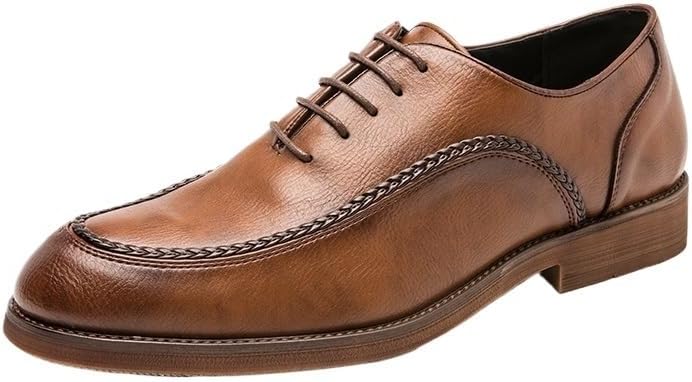 

Мужские кожаные туфли, повседневные деловые оксфорды, на шнуровке и слипоне, для вождения, удобные, для прогулок, вечеринок, свадеб Zestrelax, коричневый