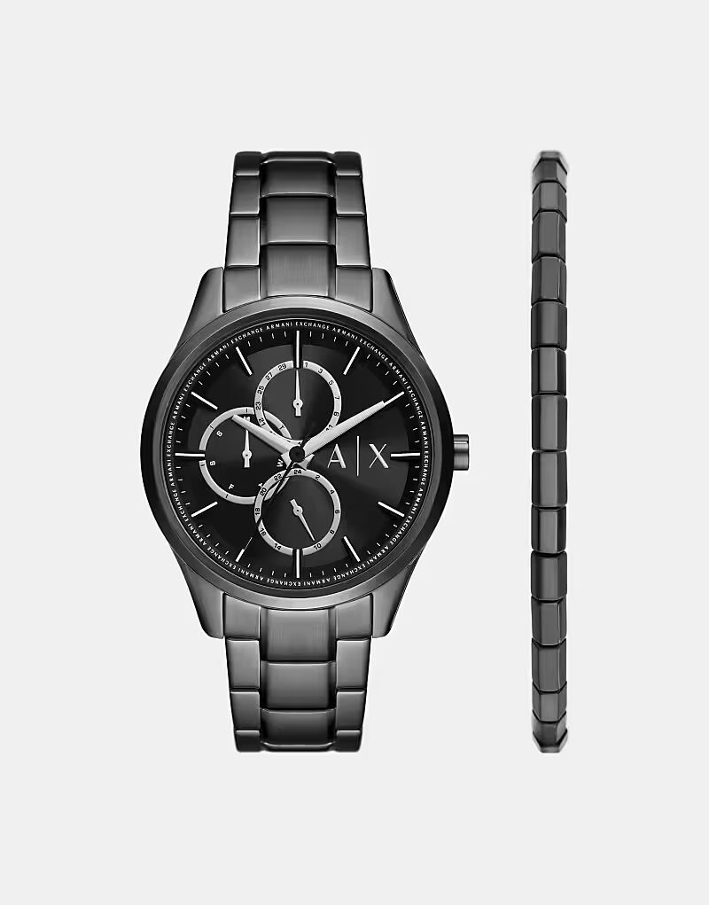 

Многофункциональные черные часы Armani Exchange из нержавеющей стали с браслетом черного цвета