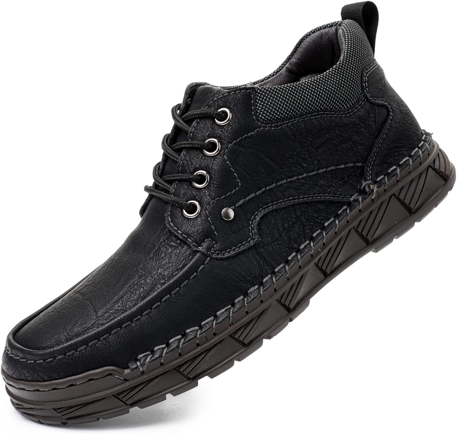 

Мужские повседневные кожаные туфли, удобные ботинки Чукка на щиколотке, лоферы без застежки, мокасины для ходьбы и вождения Tsuukuie, черный