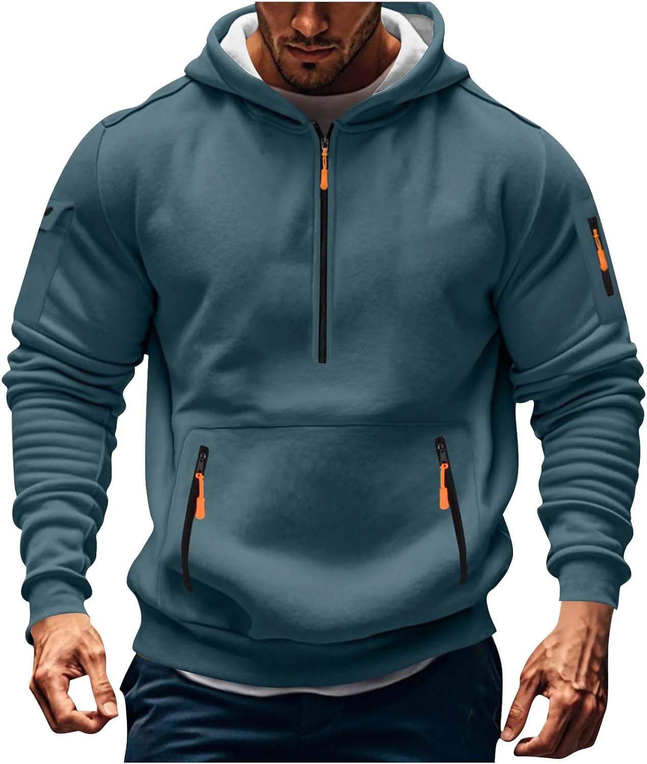 

Толстовка с капюшоном для мужчин Oversized с длинным рукавом и карманами MXTPOV