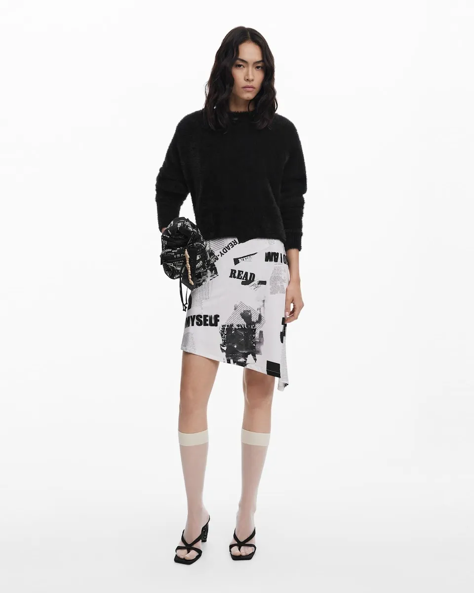 

Платье 2 в 1 газетного стиля Desigual, белый/черный