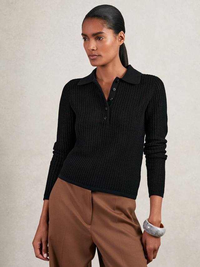 

Длинный рубашка поло с вышивкой India Reiss, Black