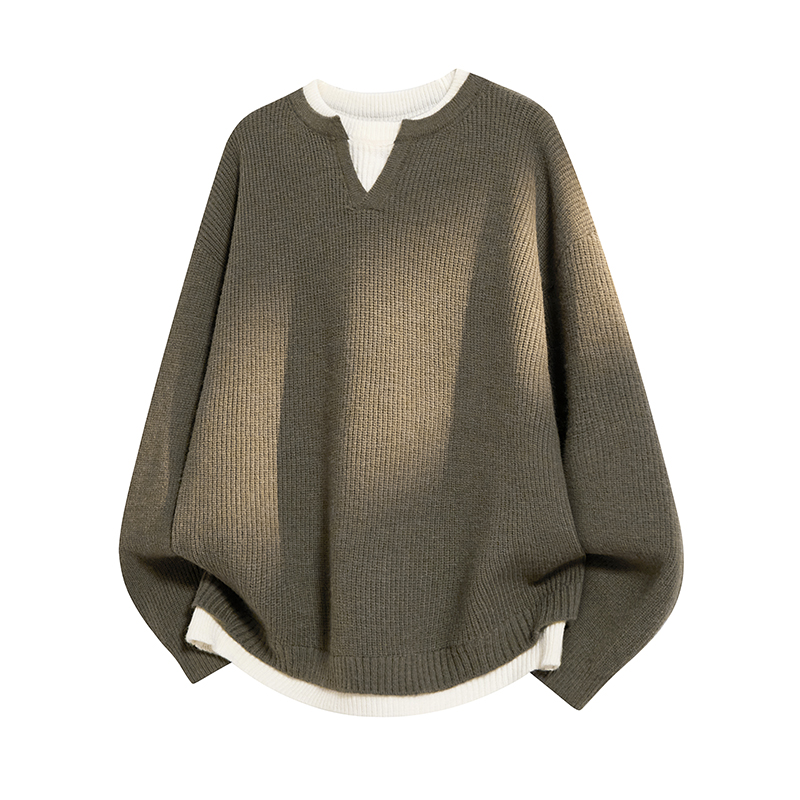 

Вязаный комплект Unisex с V-образным вырезом Moderate Mock VanCamel, хаки