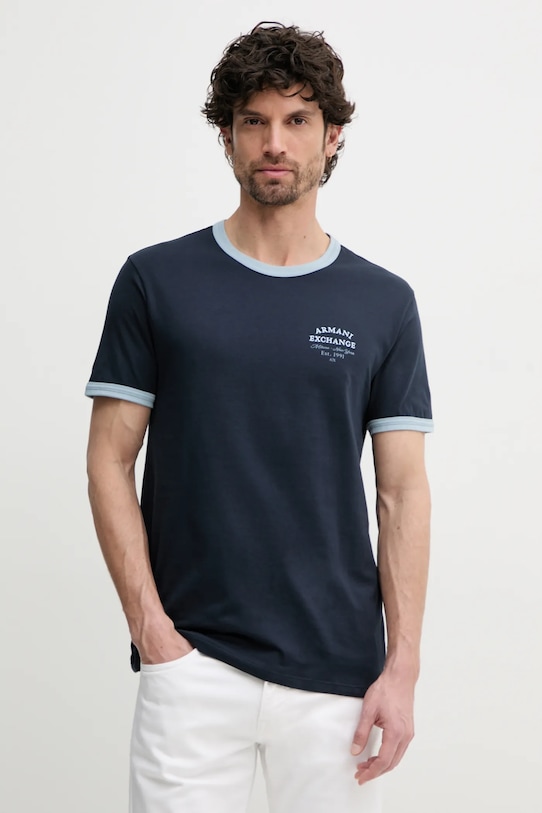 

Хлопковая футболка Armani Exchange, темно-синий