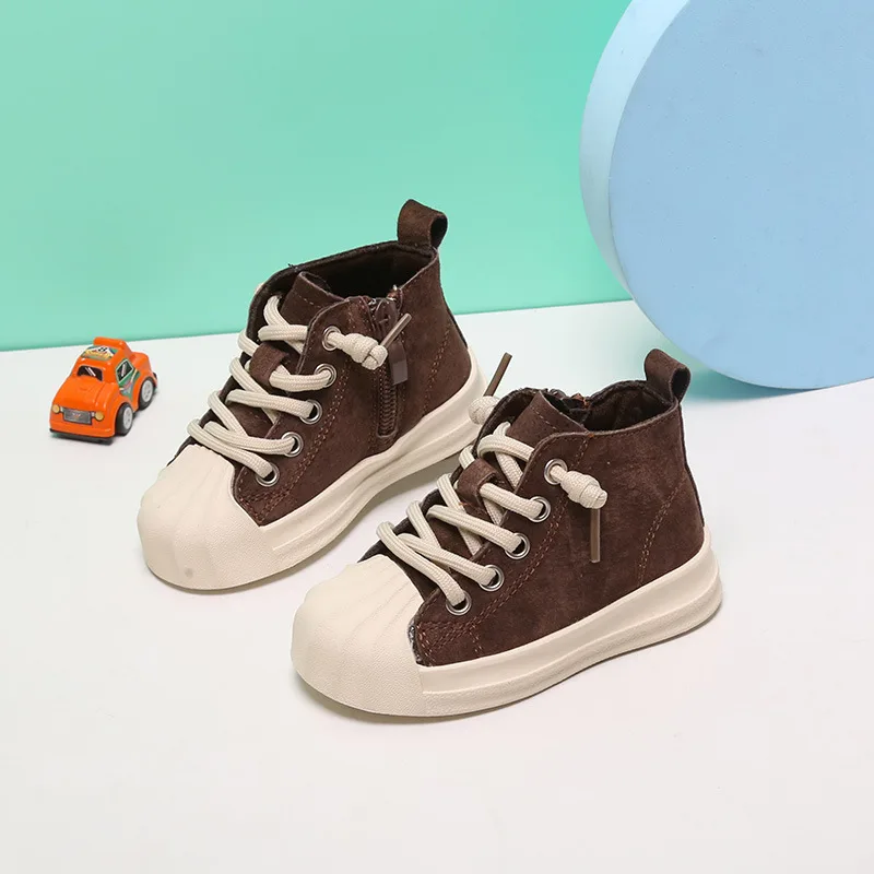 Термообувь из свиной кожи для скейтбординга Pigskin Thermal High top Kids' Skateboarding Shoes Infant And Toddler MAIBUXIONG, Leopard Print (Fleece-Lined) — фото 4
