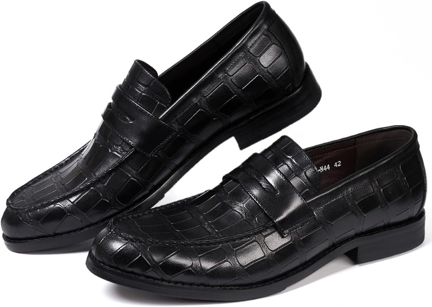 Мужские лоферы Santimon Mens Penny, формальные туфли на утяжке, из натуральной кожи с закругленным носком, мокасины для бизнеса и повседневной носки, для выпускного, свадьбы, комфортные модные туфли под смокинг для мужчин, черный — фото 3