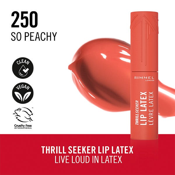 Жидкая помада с эффектом латекса RIMMEL LONDON Thrill Seeker Lip Latex, 200 So Peachy — фото 3