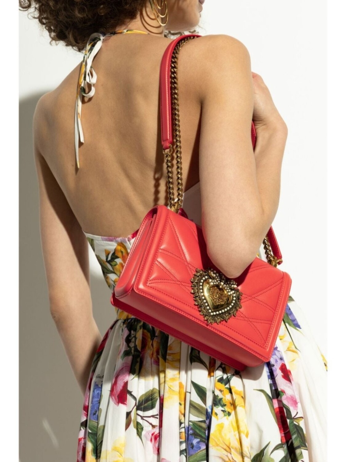 Dolce & Gabbana средняя кожаная сумка через плечо Devotion, красный — фото 2