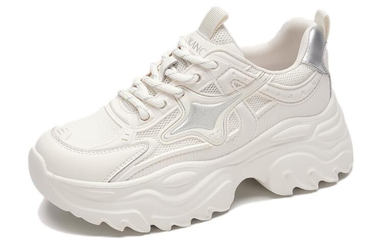 

Кроссовки женские толстые низкие белый серебряный Aokang