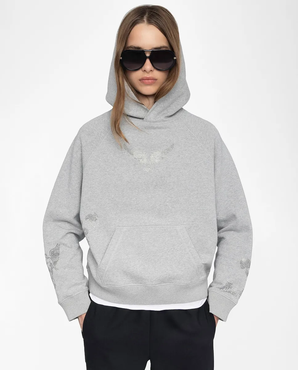

Женская хлопковая толстовка с капюшоном Zadig & Voltaire, серый