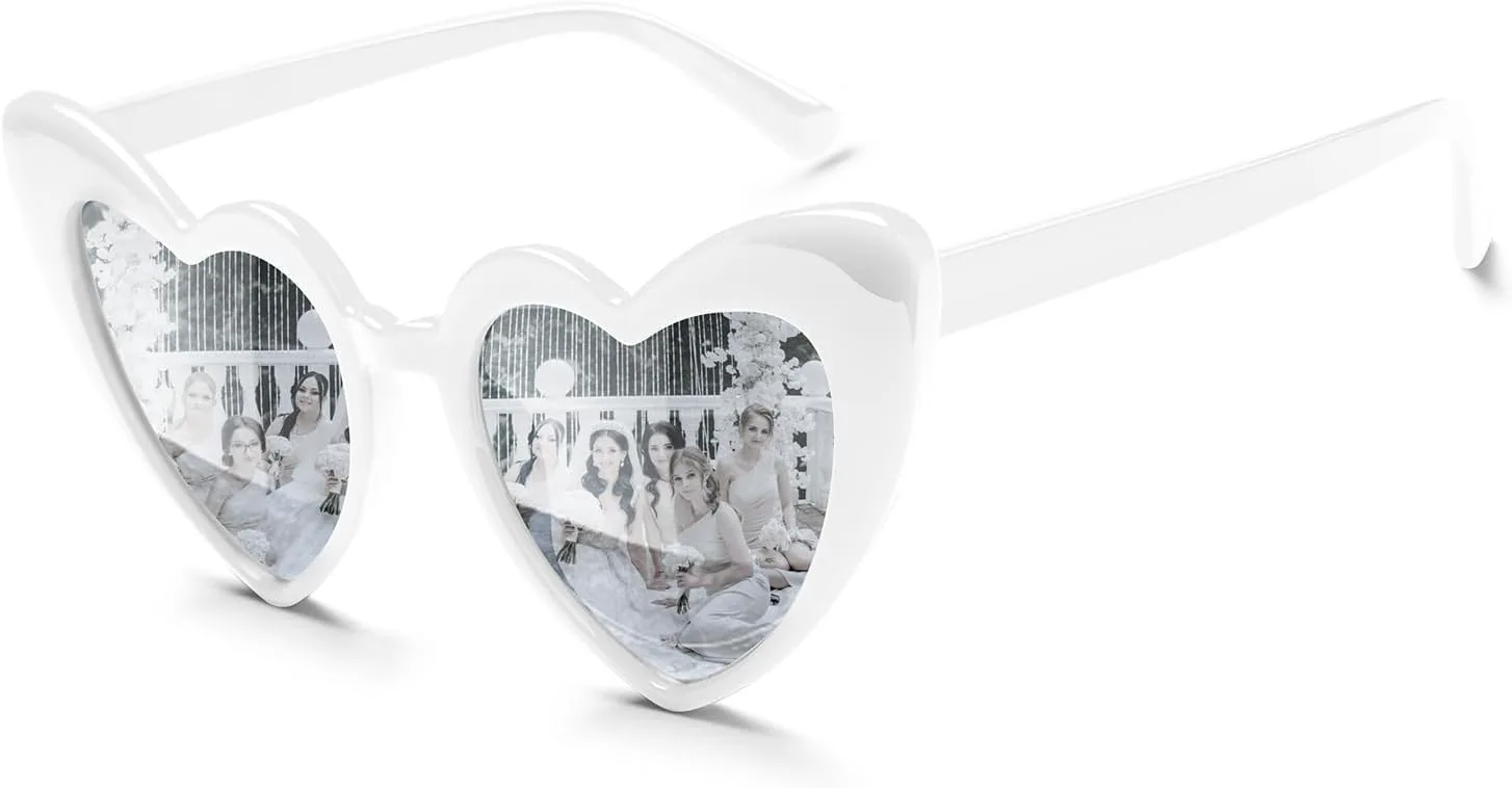 

Солнцезащитные очки в форме сердца, винтажные очки в форме сердца, свадебные солнцезащитные очки для женщин, сувениры для девичника BOUBONI, White Silver