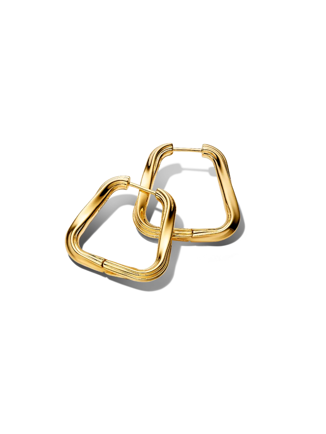 

Большие серьги-кольца с закрученным треугольником Pandora, 14-каратное золотое покрытие