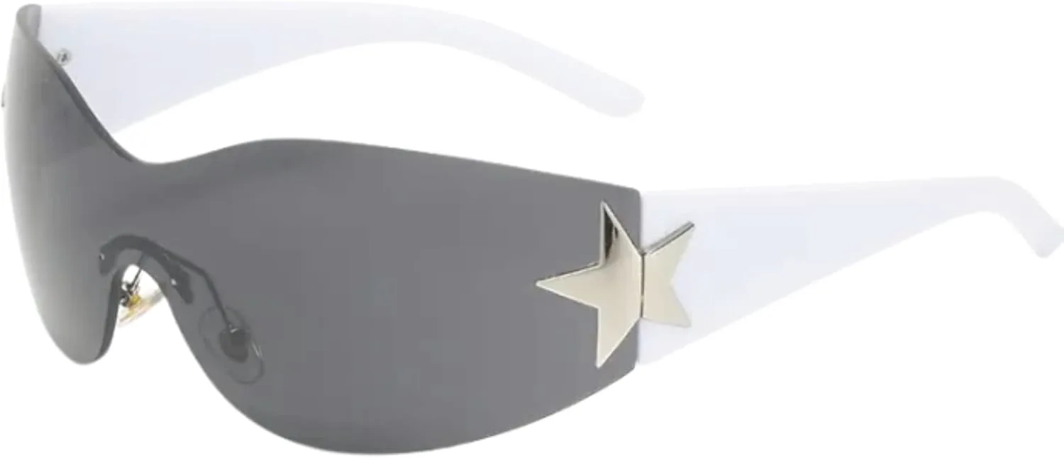 

Солнцезащитные очки без оправы в стиле Y2K для женщин, очки-щитки с обтекаемой формой, модные женские солнцезащитные очки SC Sapphire Gorgeous Skin Collection, White