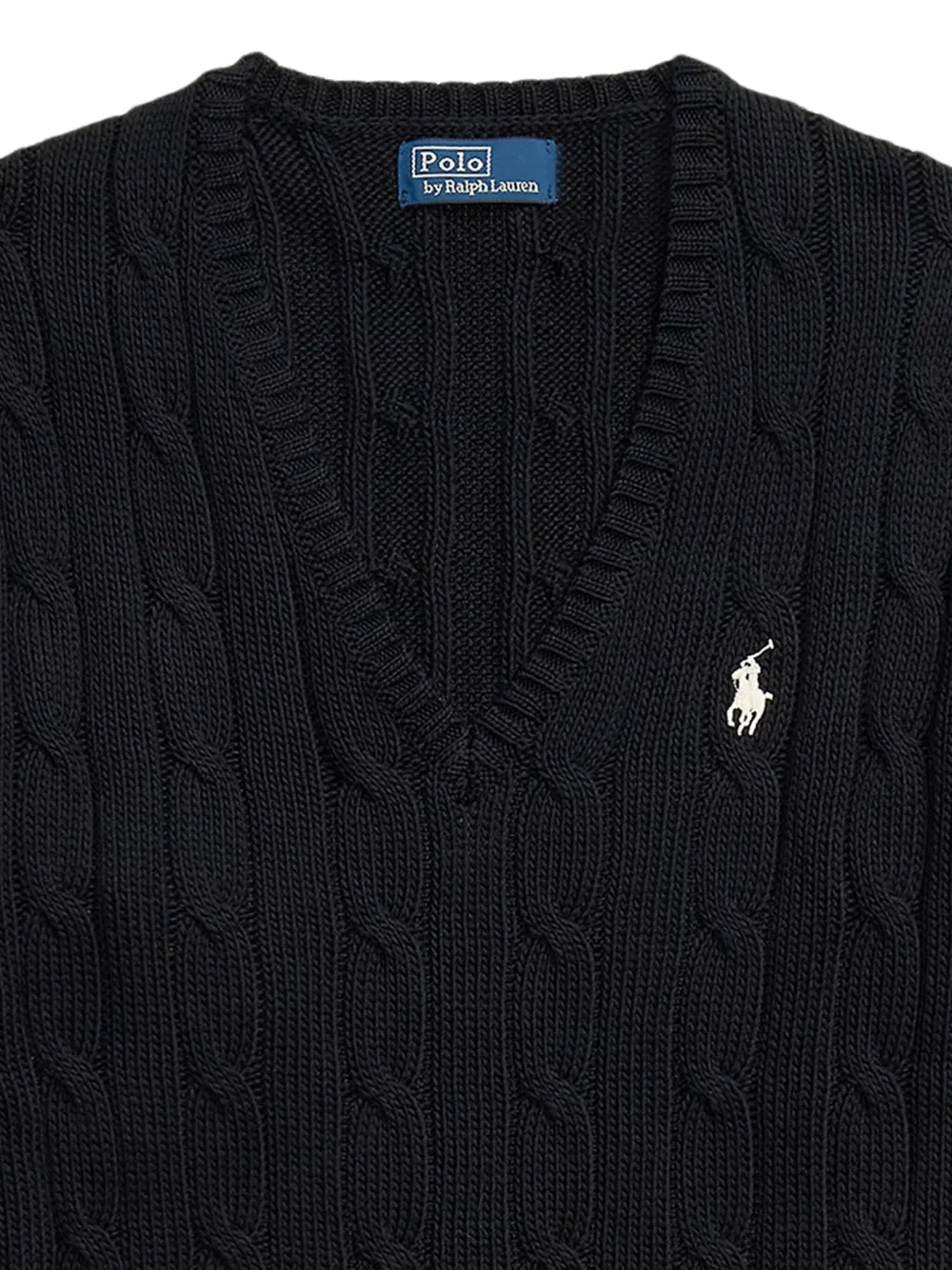 Свитер фактурной вязки с V-образным вырезом POLO RALPH LAUREN, черный — фото 2