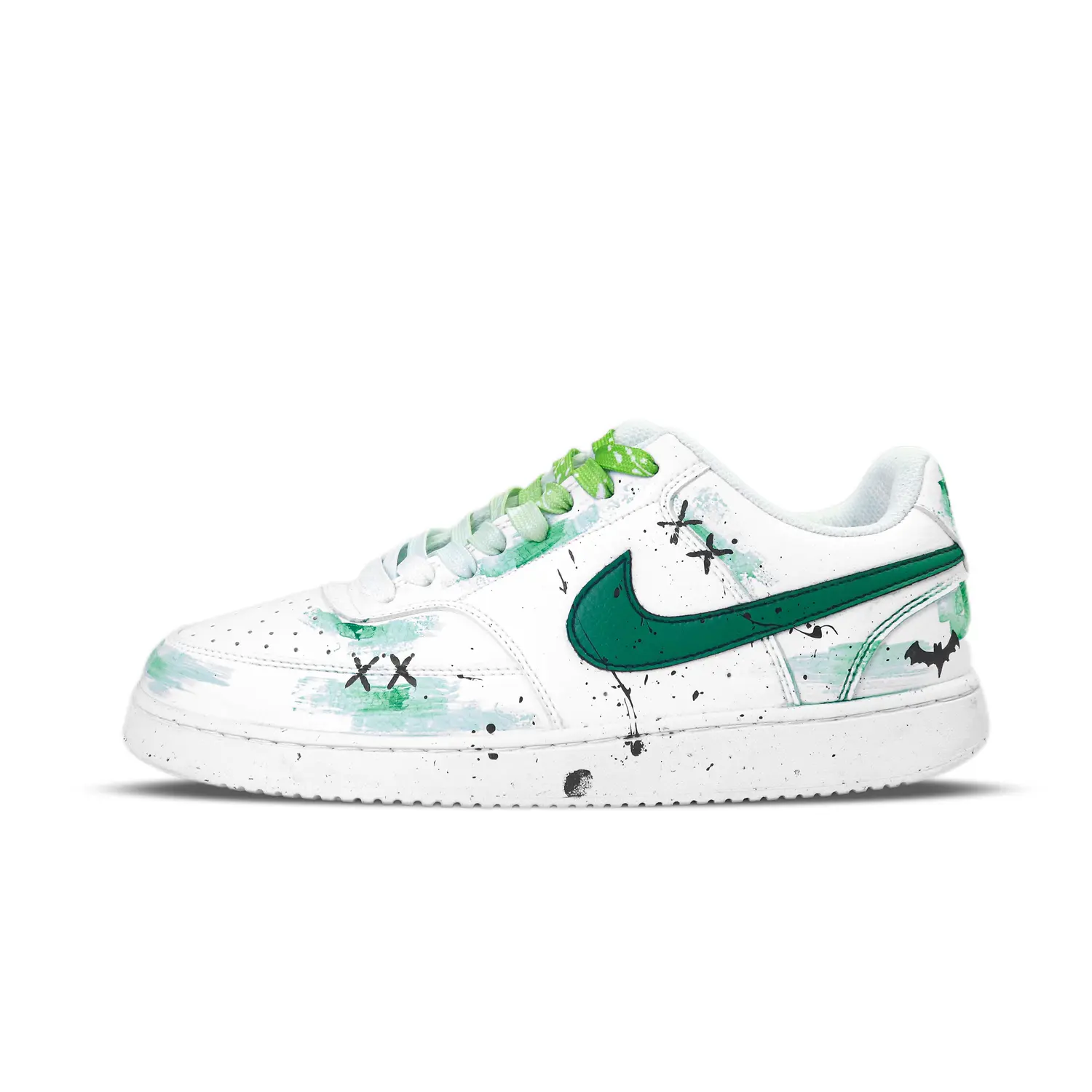 

Nike Кроссовки Court Vision 1 Ink Blue Drunken Shadow, легкие и дышащие, низкие, для скейтбординга, мужские, белые, зеленые
