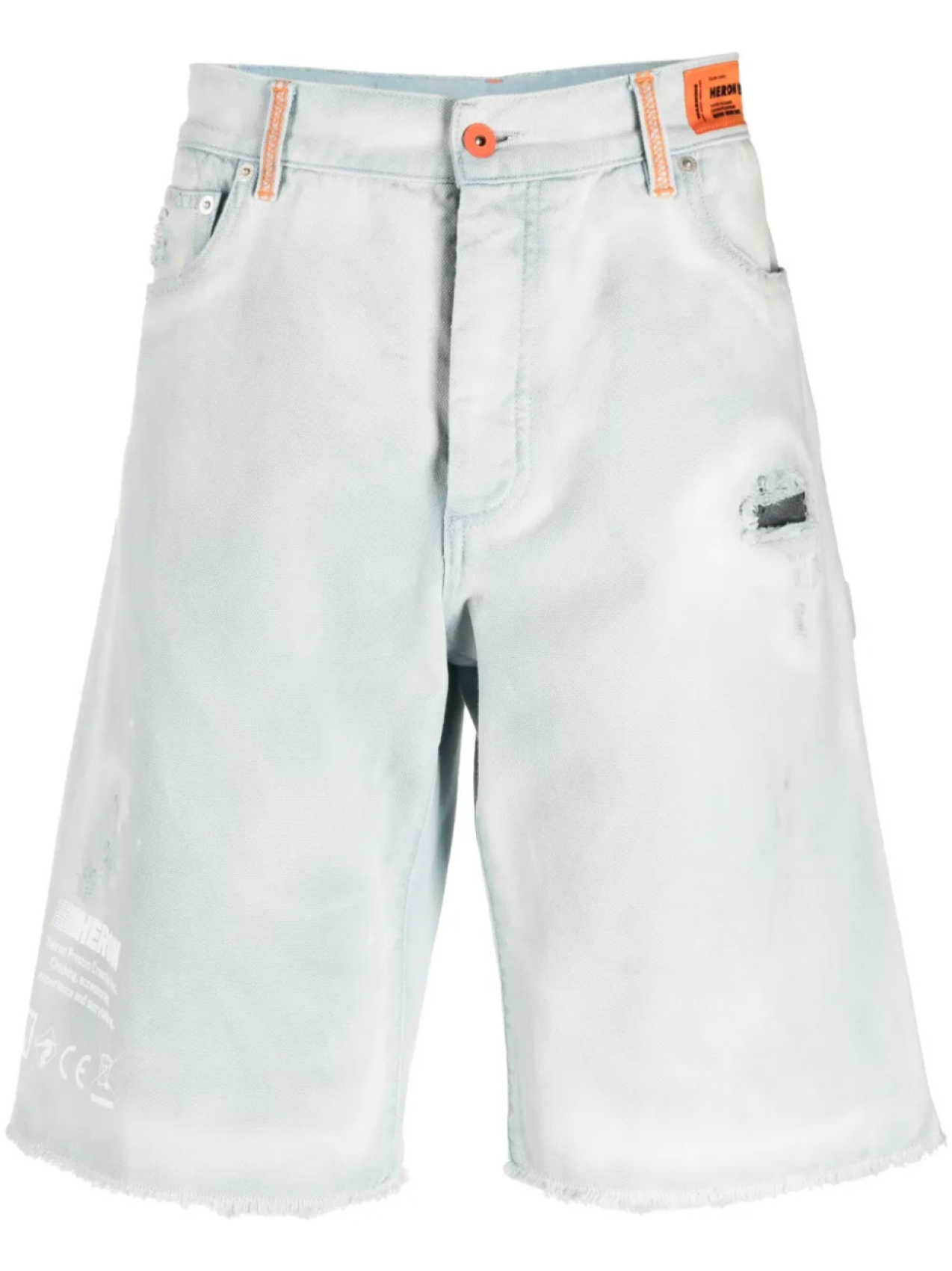 

Heron Preston джинсовые шорты с эффектом потертости, серый