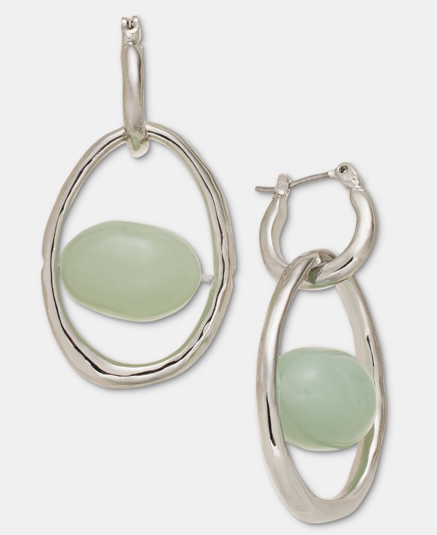 

Серьги-кольца с подвеской в виде камня Style & Co, Green, Silver