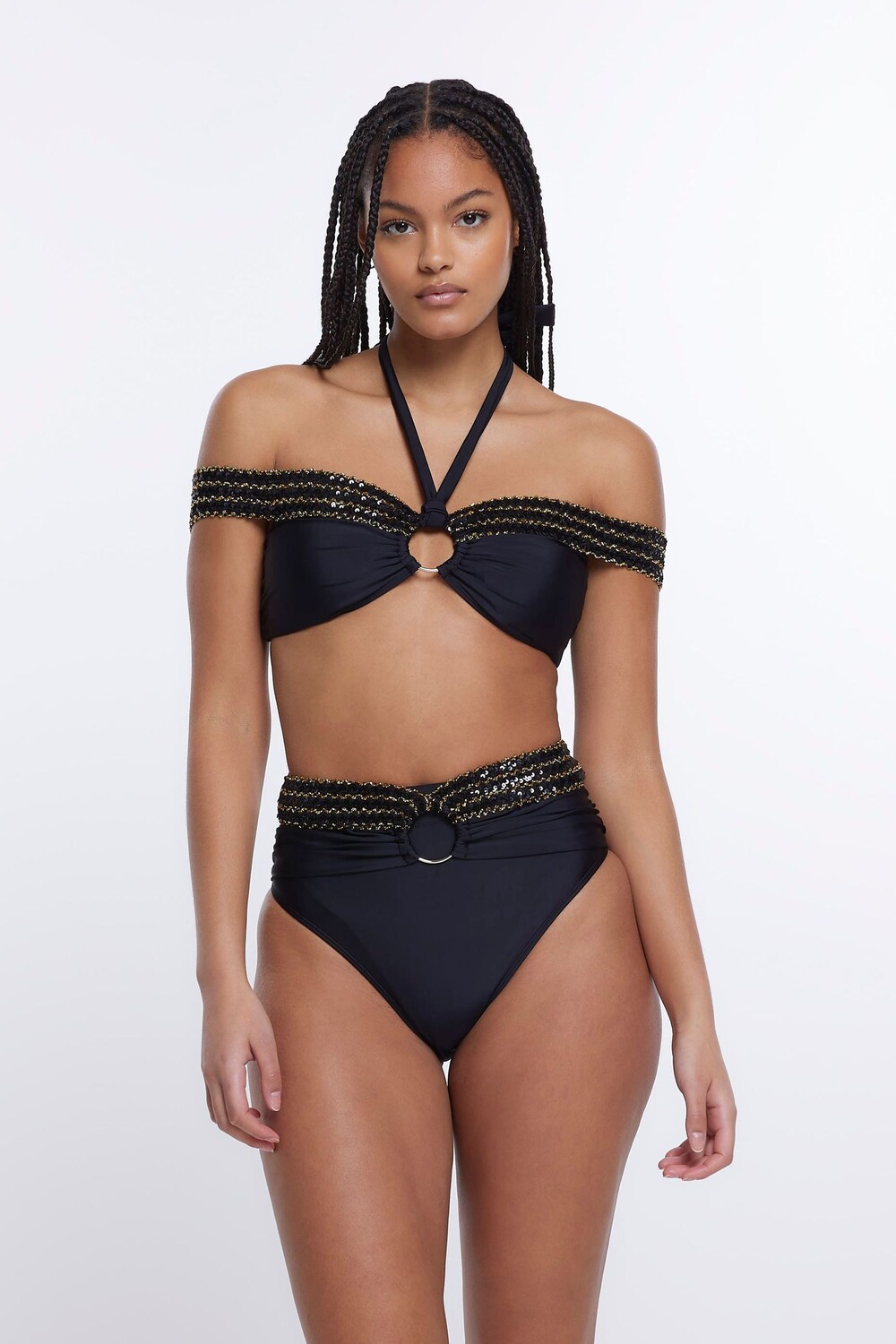 

Эластичные трусы с кольцами River Island, черный