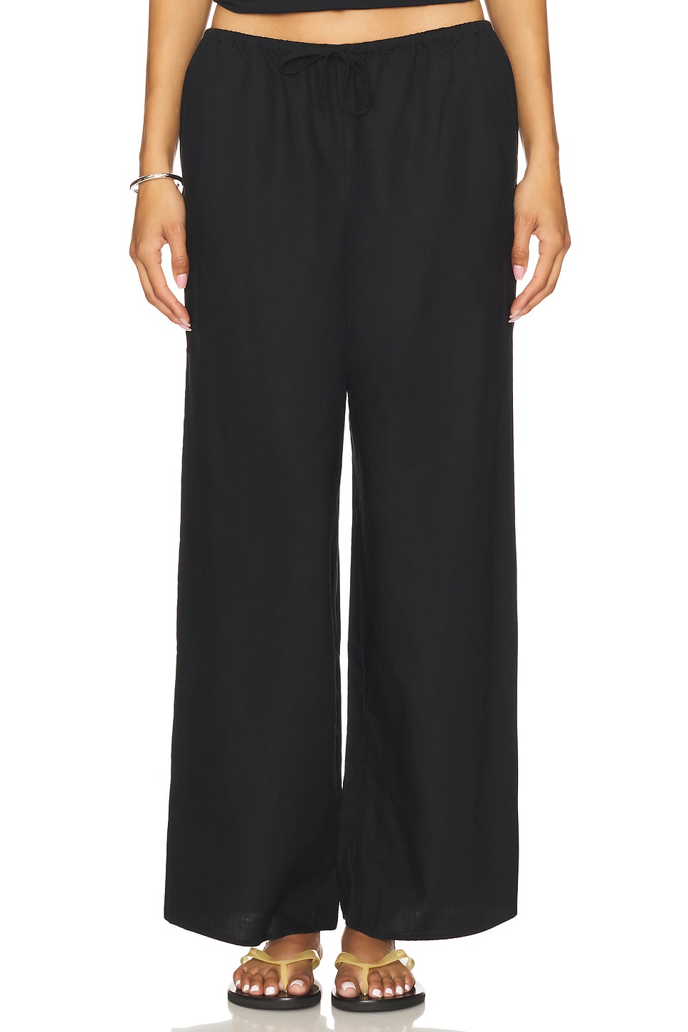 

Широкие брюки из льняной ткани с завязками Onia, solid black