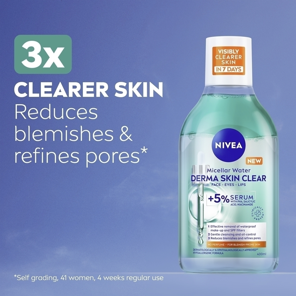 Мицеллярная вода Nivea — Очищающая Derma skin clear для устранения несовершенств кожи, 400 мл — фото 2